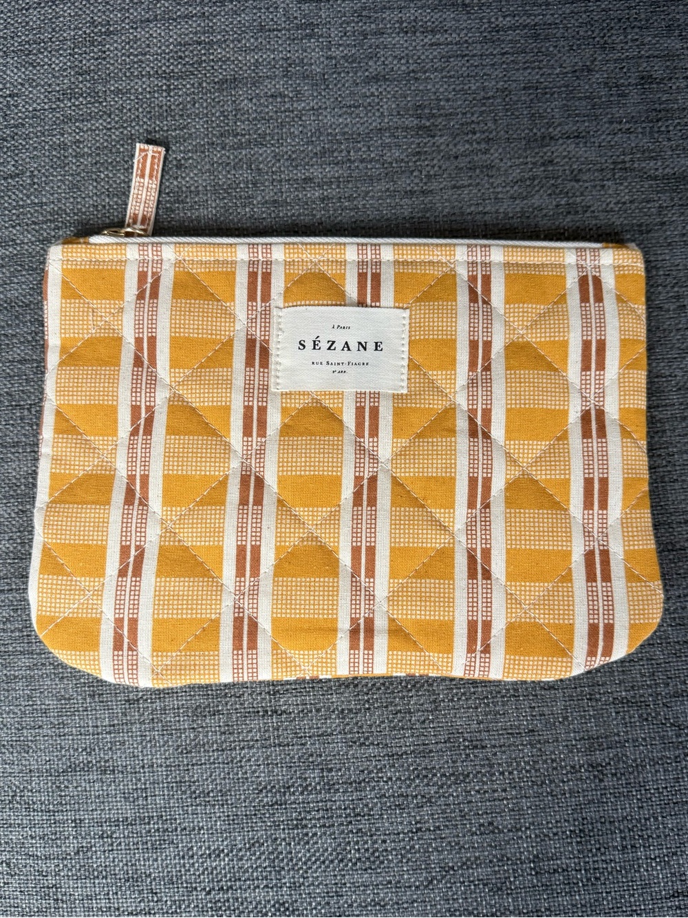 Sézane Yellow Plaid Quilted Pouch